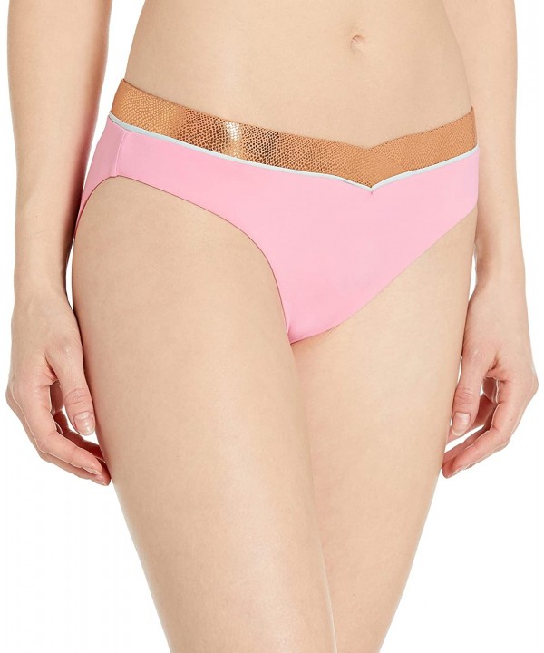 Women's Banded Hipster Bikini Bottom - Pop Pink - C918Y5CNY9W $13.55-Bottoms