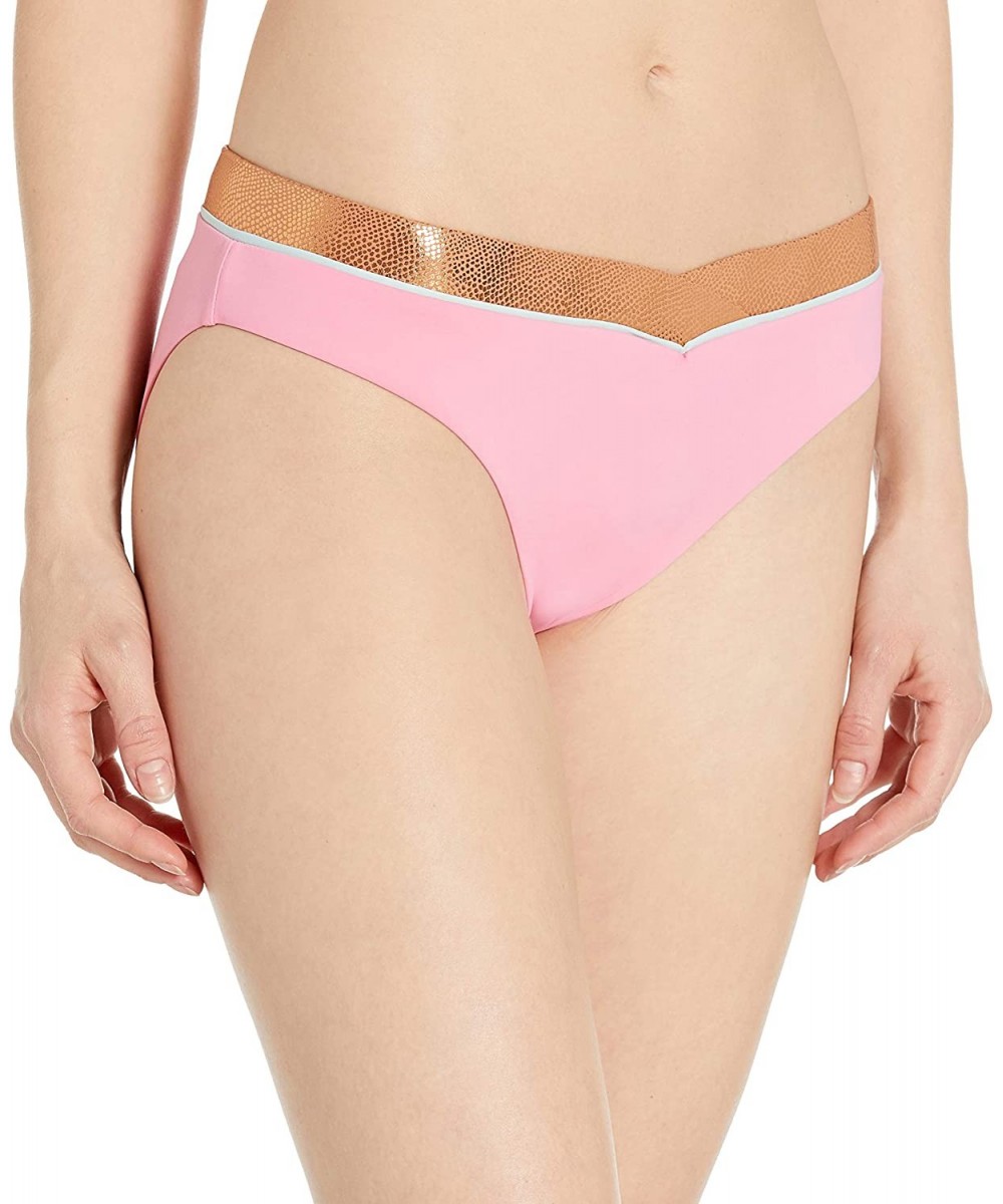 Women's Banded Hipster Bikini Bottom - Pop Pink - C918Y5CNY9W $13.55-Bottoms