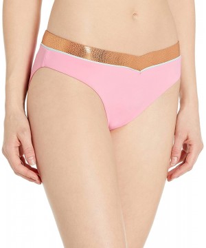 Women's Banded Hipster Bikini Bottom - Pop Pink - C918Y5CNY9W $13.55-Bottoms