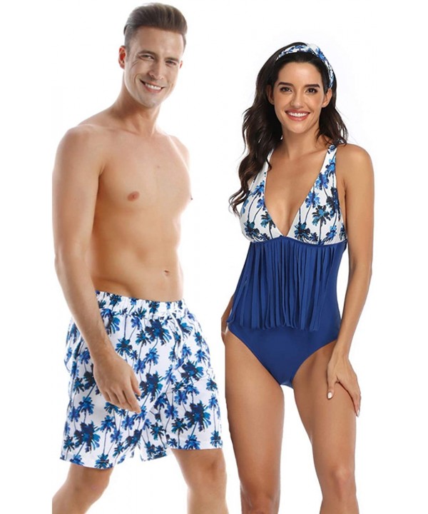 Matching Couple Swimsuits Women Bikini Men Swim Trunk 2 Pack - Tree2 - CN195A4TUZ8 $29.88-Briefs