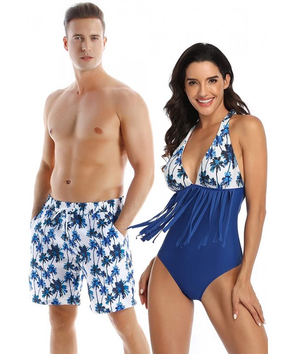 Matching Couple Swimsuits Women Bikini Men Swim Trunk 2 Pack - Tree2 - CN195A4TUZ8 $29.88-Briefs