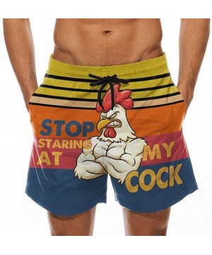 Funny Cock Turkey Print Swim Trunks for Men- Drawstring Plus Size Beach Sport Shorts Holiday Casual Bottoms S-5XL - 894yellow...