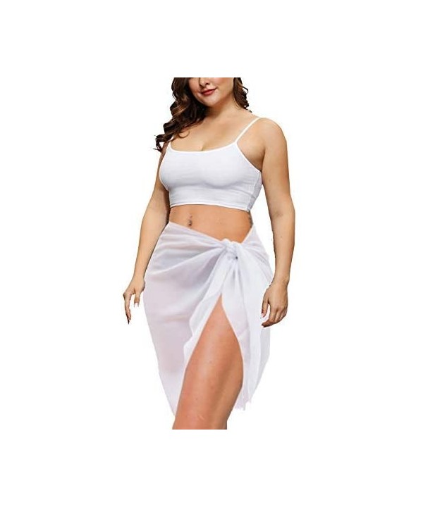 Plus Size Sarong Swimsuit Cover Ups Bikini Beach Cover-Ups Wrap Skirt - White-1 - CS199ICWUZC $12.95-Cover-Ups