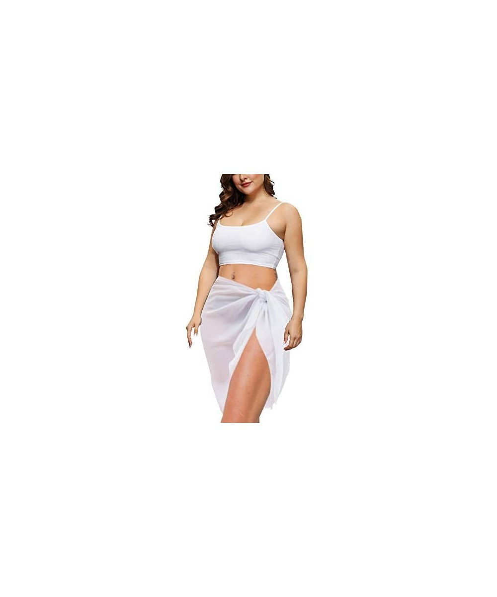 Plus Size Sarong Swimsuit Cover Ups Bikini Beach Cover-Ups Wrap Skirt - White-1 - CS199ICWUZC $12.95-Cover-Ups