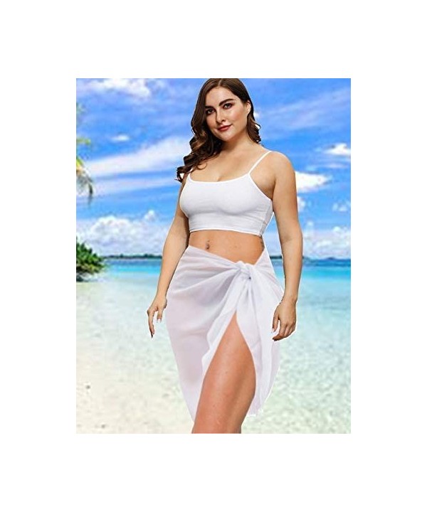 Plus Size Sarong Swimsuit Cover Ups Bikini Beach Cover-Ups Wrap Skirt - White-1 - CS199ICWUZC $12.95-Cover-Ups