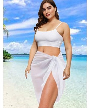 Plus Size Sarong Swimsuit Cover Ups Bikini Beach Cover-Ups Wrap Skirt - White-1 - CS199ICWUZC $12.95-Cover-Ups