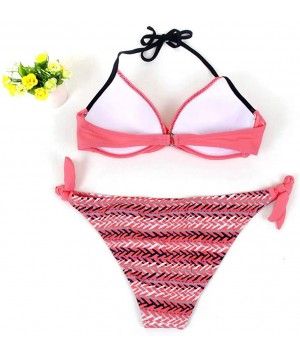 Swimsuits for Womens- Cross Bandage Bikini Set Push-Up Brazilian Swimwear Beachwear Swimsuit - C-red - CQ18MH734QC $15.11-Sets