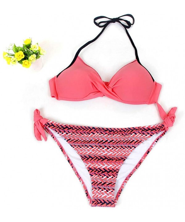 Swimsuits for Womens- Cross Bandage Bikini Set Push-Up Brazilian Swimwear Beachwear Swimsuit - C-red - CQ18MH734QC $15.11-Sets