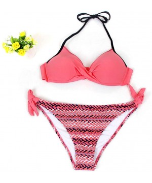 Swimsuits for Womens- Cross Bandage Bikini Set Push-Up Brazilian Swimwear Beachwear Swimsuit - C-red - CQ18MH734QC $15.11-Sets