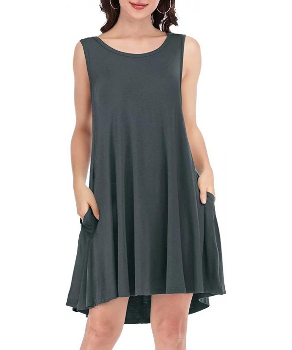 Women Summer Sleeveless Tunic Dress Casual Loose Flowy Swing Shift T Shirt Dresses Beach Cover up - Deep Gray - C3194K252C5 $...