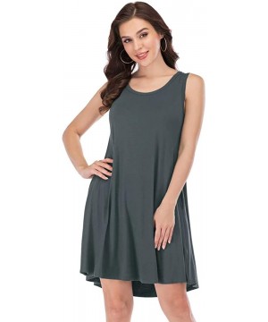 Women Summer Sleeveless Tunic Dress Casual Loose Flowy Swing Shift T Shirt Dresses Beach Cover up - Deep Gray - C3194K252C5 $...