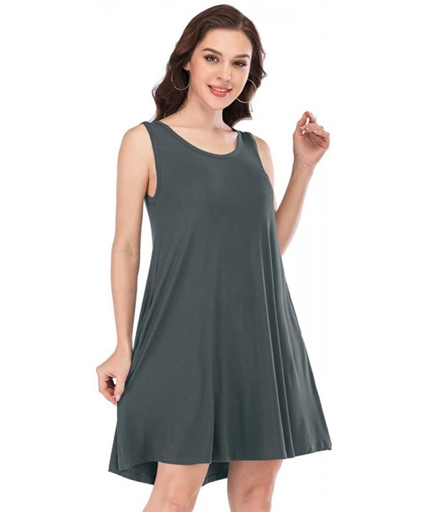 Women Summer Sleeveless Tunic Dress Casual Loose Flowy Swing Shift T Shirt Dresses Beach Cover up - Deep Gray - C3194K252C5 $...