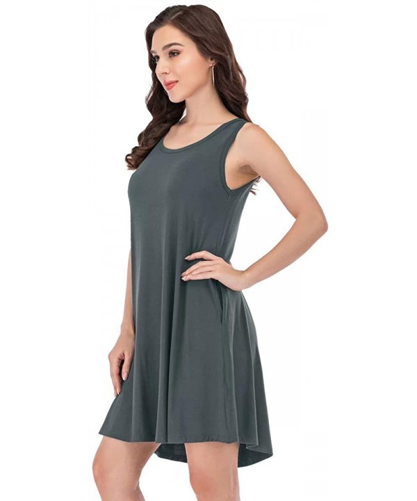 Women Summer Sleeveless Tunic Dress Casual Loose Flowy Swing Shift T Shirt Dresses Beach Cover up - Deep Gray - C3194K252C5 $...