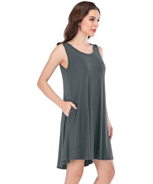 Women Summer Sleeveless Tunic Dress Casual Loose Flowy Swing Shift T Shirt Dresses Beach Cover up - Deep Gray - C3194K252C5 $...