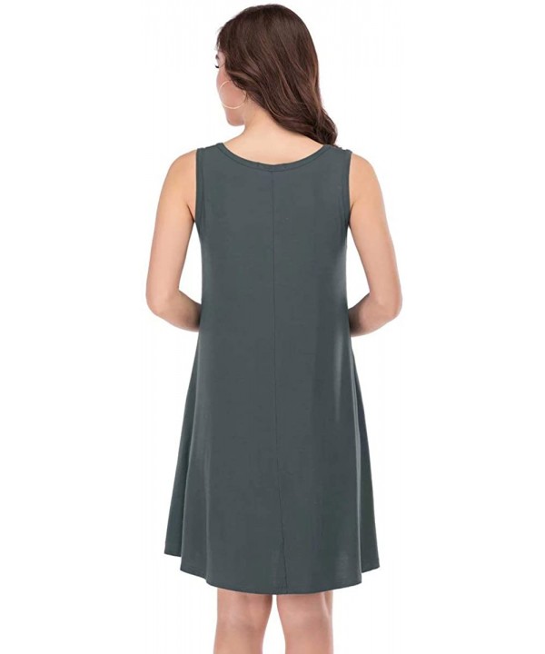 Women Summer Sleeveless Tunic Dress Casual Loose Flowy Swing Shift T Shirt Dresses Beach Cover up - Deep Gray - C3194K252C5 $...