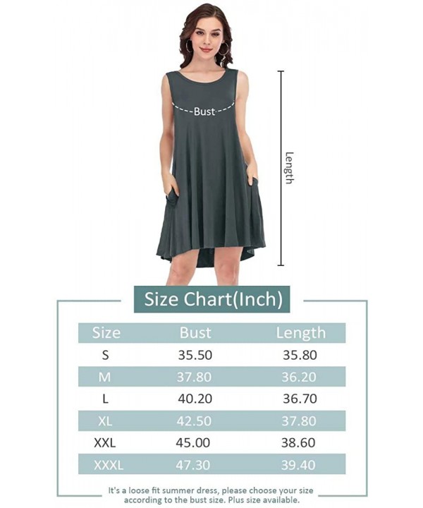 Women Summer Sleeveless Tunic Dress Casual Loose Flowy Swing Shift T Shirt Dresses Beach Cover up - Deep Gray - C3194K252C5 $...