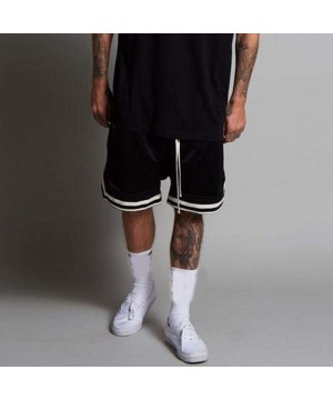 Shorts for Men- Men's Elastic Rope Stretch Mesh Pocket Casual Plain Sports Shorts - W1 Black Shorts Pants - CH196N2XU04 $13.1...