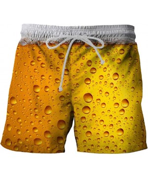 Mens Swim Trunks 2019 New Beer Print Beach Board Quick Dry Beachwear Shorts - Orangeb - CO196U5N2KZ $11.06-Board Shorts