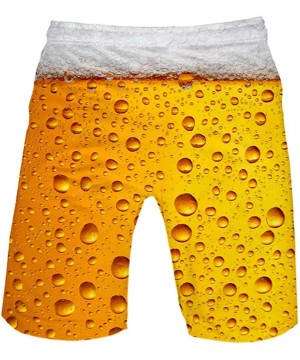 Mens Swim Trunks 2019 New Beer Print Beach Board Quick Dry Beachwear Shorts - Orangeb - CO196U5N2KZ $11.06-Board Shorts