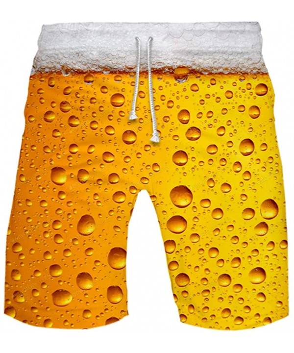 Mens Swim Trunks 2019 New Beer Print Beach Board Quick Dry Beachwear Shorts - Orangeb - CO196U5N2KZ $11.06-Board Shorts