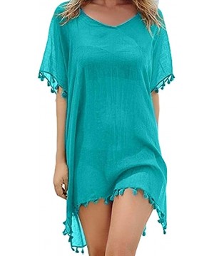 Women's Swimsuits Beach Dress Mini Fringed Kaftan Chiffon Top Coverups - 7 - CG190LQ035X $27.65-Cover-Ups