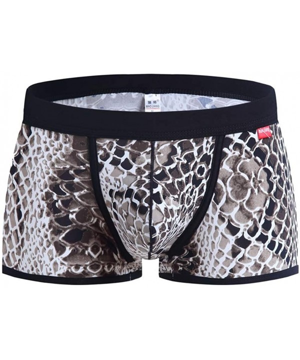 Mens Camouflage Boxer Briefs Slim Low Waist Pants U Convex Underwear - Snake Skin - CA18YYWRZKE $10.61-Briefs