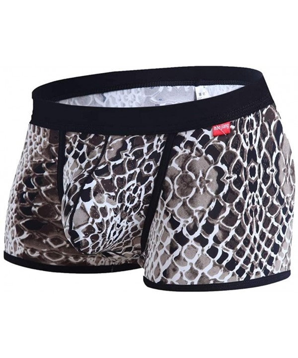 Mens Camouflage Boxer Briefs Slim Low Waist Pants U Convex Underwear - Snake Skin - CA18YYWRZKE $10.61-Briefs