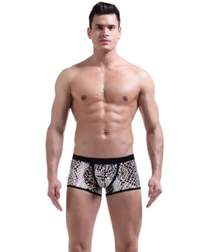 Mens Camouflage Boxer Briefs Slim Low Waist Pants U Convex Underwear - Snake Skin - CA18YYWRZKE $10.61-Briefs