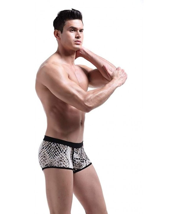 Mens Camouflage Boxer Briefs Slim Low Waist Pants U Convex Underwear - Snake Skin - CA18YYWRZKE $10.61-Briefs