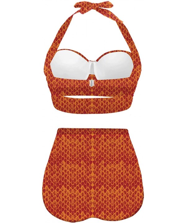 Womens Cute Animal Skin Print Leopard Bikini Push up Two Piece Swimsuits - Red - CU196ORT04Y $27.08-Tankinis