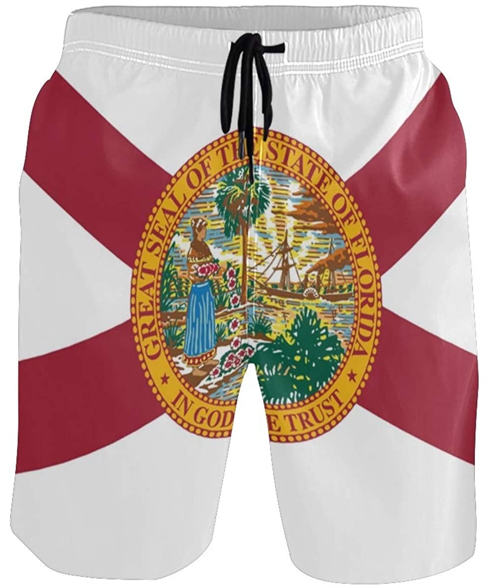 Mens Surfing Shorts Huge Cock Funny Chicken Swim Trunks Shorts - Florida Flag - CM18X9399XU $25.77-Board Shorts