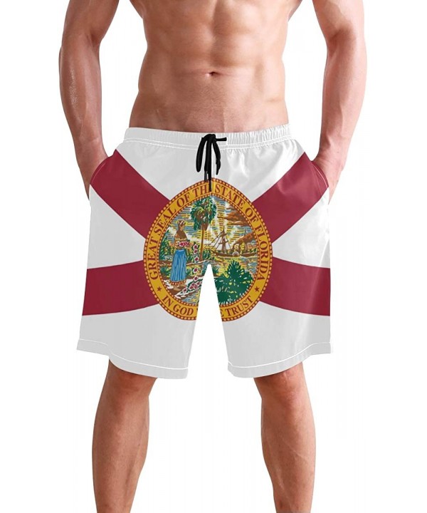 Mens Surfing Shorts Huge Cock Funny Chicken Swim Trunks Shorts - Florida Flag - CM18X9399XU $25.77-Board Shorts