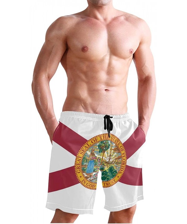 Mens Surfing Shorts Huge Cock Funny Chicken Swim Trunks Shorts - Florida Flag - CM18X9399XU $25.77-Board Shorts