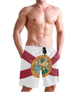 Mens Surfing Shorts Huge Cock Funny Chicken Swim Trunks Shorts - Florida Flag - CM18X9399XU $25.77-Board Shorts