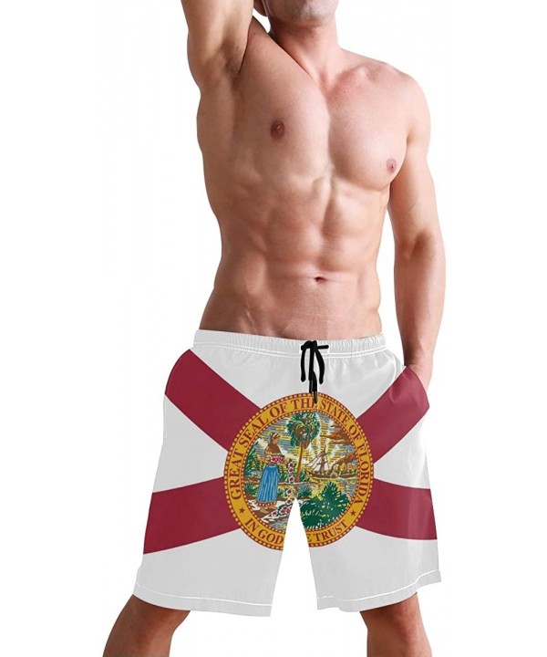 Mens Surfing Shorts Huge Cock Funny Chicken Swim Trunks Shorts - Florida Flag - CM18X9399XU $25.77-Board Shorts