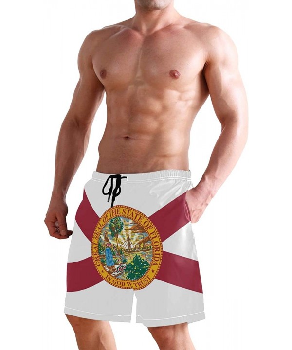 Mens Surfing Shorts Huge Cock Funny Chicken Swim Trunks Shorts - Florida Flag - CM18X9399XU $25.77-Board Shorts