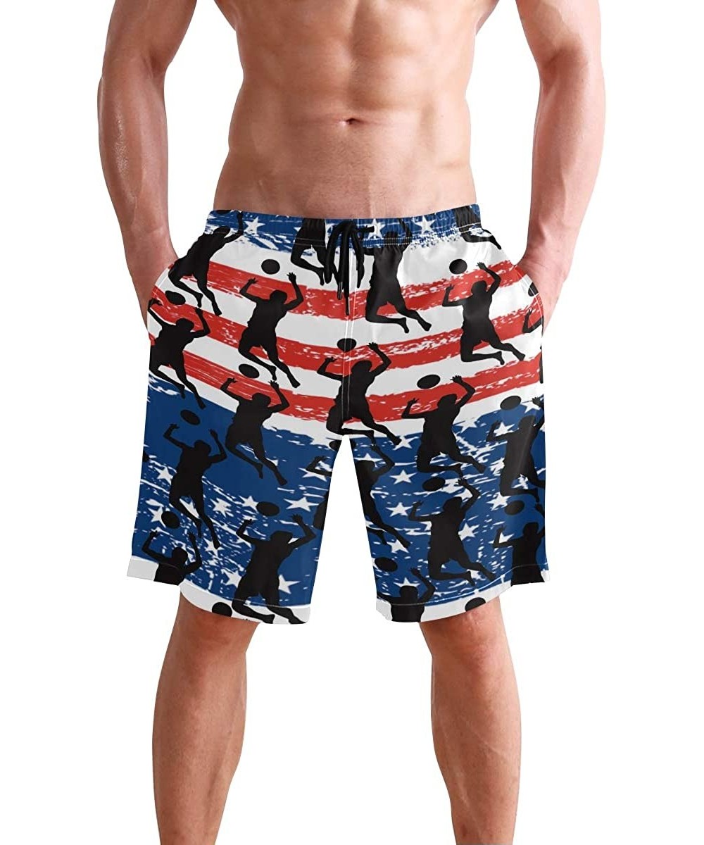 Mexico Mexican USA America Flag Men's Swim Trunks Beach Shorts with Pockets - Volleyball Lover American Flag - C218Q2RHTHM $2...