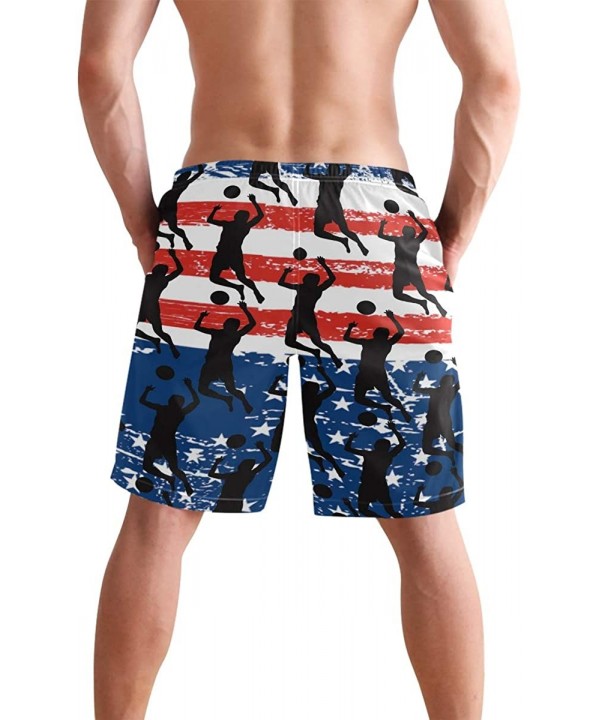 Mexico Mexican USA America Flag Men's Swim Trunks Beach Shorts with Pockets - Volleyball Lover American Flag - C218Q2RHTHM $2...