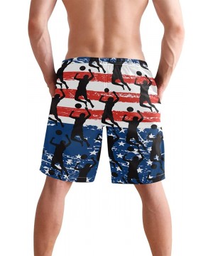 Mexico Mexican USA America Flag Men's Swim Trunks Beach Shorts with Pockets - Volleyball Lover American Flag - C218Q2RHTHM $2...