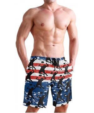 Mexico Mexican USA America Flag Men's Swim Trunks Beach Shorts with Pockets - Volleyball Lover American Flag - C218Q2RHTHM $2...