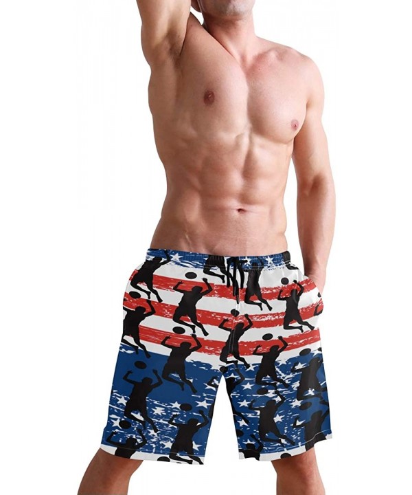 Mexico Mexican USA America Flag Men's Swim Trunks Beach Shorts with Pockets - Volleyball Lover American Flag - C218Q2RHTHM $2...