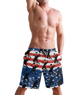 Mexico Mexican USA America Flag Men's Swim Trunks Beach Shorts with Pockets - Volleyball Lover American Flag - C218Q2RHTHM $2...