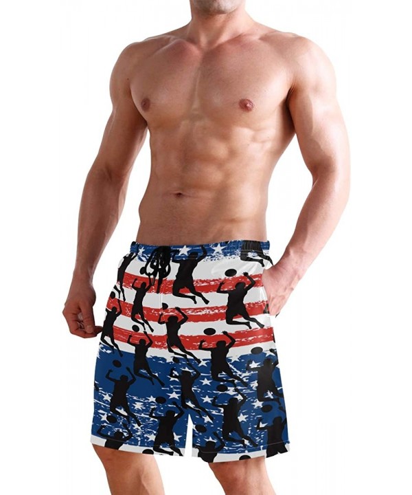 Mexico Mexican USA America Flag Men's Swim Trunks Beach Shorts with Pockets - Volleyball Lover American Flag - C218Q2RHTHM $2...