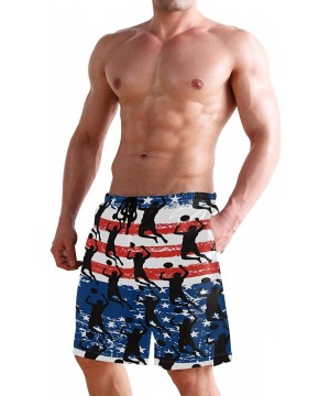 Mexico Mexican USA America Flag Men's Swim Trunks Beach Shorts with Pockets - Volleyball Lover American Flag - C218Q2RHTHM $2...