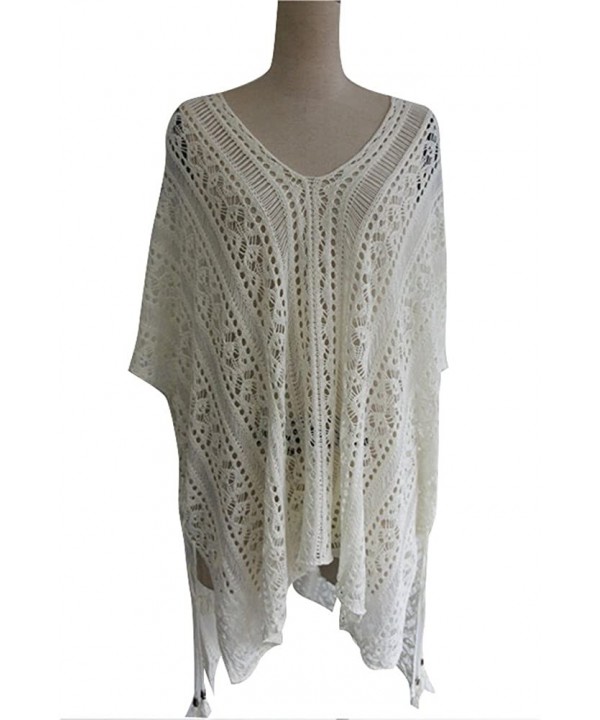 Women's Bathing Suit Tunic Cover Up Beach Bikini Swimsuit Crochet Dress - White - CY18C7TEHDI $21.50-Cover-Ups