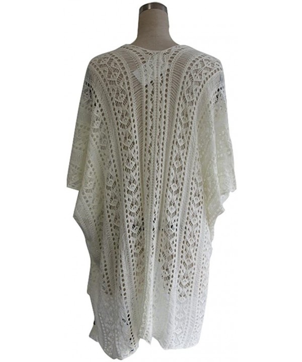 Women's Bathing Suit Tunic Cover Up Beach Bikini Swimsuit Crochet Dress - White - CY18C7TEHDI $21.50-Cover-Ups