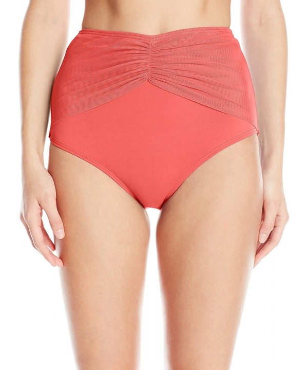 Women's High Waist Bikini Bottom Swimsuit - St. Barth's Coral - CE127STT8FZ $23.42-Bottoms