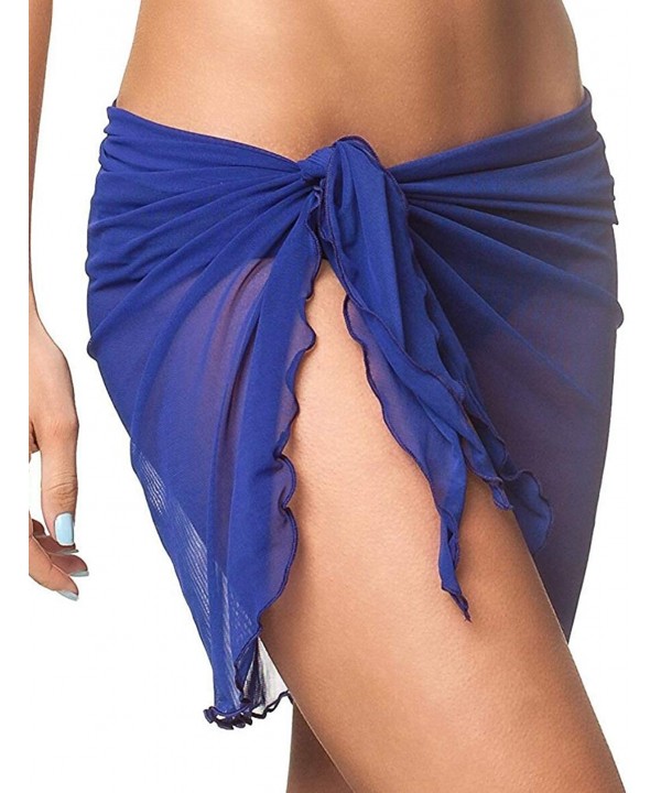 Womens Sexy Beach Short Sarong Sheer Chiffon Cover Up Swimwear Skirts - Dark Blue - C61906AATDD $10.81-Cover-Ups