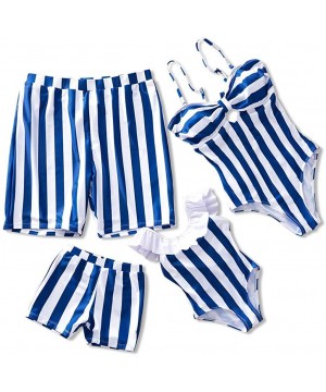 Family Matching Swimwear One Piece Bathing Suit Striped Hollow Out Monokini Mommy and Me Beachwear - Blue - CH18R7SI9GI $23.7...