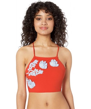 Women's Nectarine High Neck Bikini Top - Red - CW18HTQ66ZS $48.28-Tops